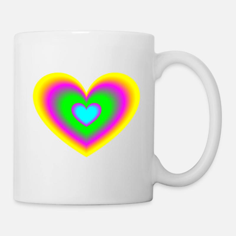 Herz bunt neon - Tasse - Weiß