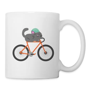 Le chat se déplace vélo - Mug blanc - blanc - Droite
