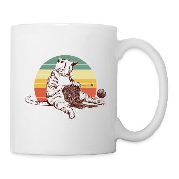 Cute Cat Pajamas Top Knitting - Mug - white - Right