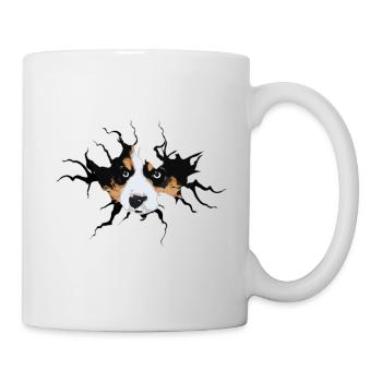Cute Border Collie cracked hole - Mug - white - Right