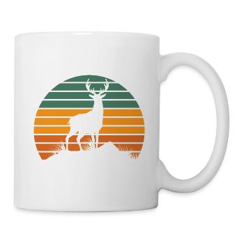 Reh Vintage Hirsch Elch Natur Wald Tier Geschenk - Tasse - Weiß - Rechts