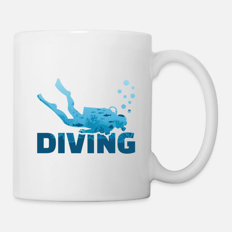 diving t-shirt plongeur plongée sous-marine - Mug blanc - blanc