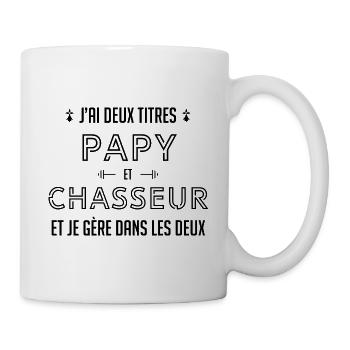 Papi chasseur papy chasse cadeau drôle - Mug blanc - blanc - Droite