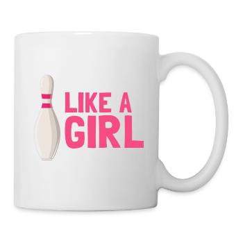 Je joue au bowling comme une fille essayer de garder le bowling drôle - Mug blanc - blanc - Droite