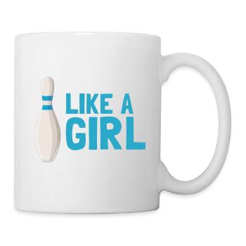Je joue au bowling comme une fille essaie de garder un drôle de bowler - Mug blanc - blanc - Droite