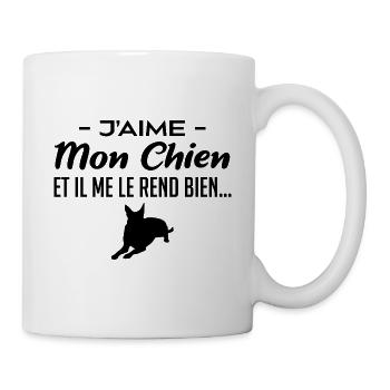 J aime mon chien - Mug blanc - blanc - Droite