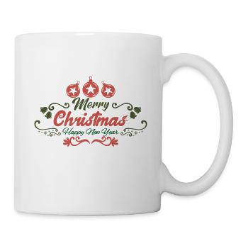 Frohe Weihnachten. Frohes neues Jahr!!. Weihnachtsgeschenk. - Tasse - Weiß - Rechts