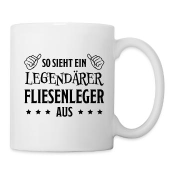 Fliesenleger Lustig Spruch Job Bodenleger Geschenk - Tasse - Weiß - Rechts