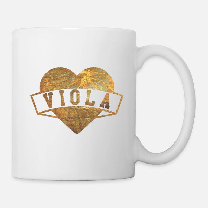 Viola Herzen Gold - Tasse - Weiß