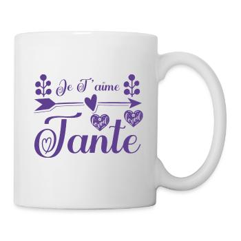 Je t'aime tante, Cadeau tante, cadeau tata. - Mug blanc - blanc - Droite