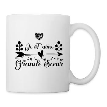 Je t'aime grande sœur. cadeau grande sœur. soeur. - Mug blanc - blanc - Droite