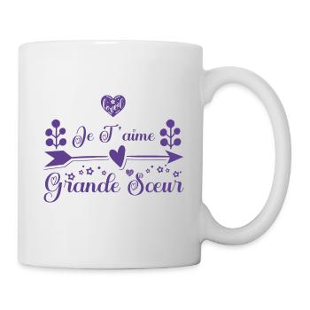 Je t'aime grande sœur. cadeau grande sœur. soeur. - Mug blanc - blanc - Droite
