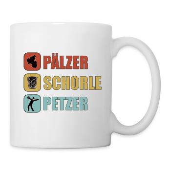 Schorle Riesling Pfalz Mundart Woi Dubbeglas Motiv - Tasse - Weiß - Rechts