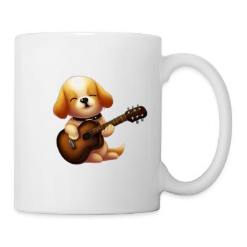 Hund mit Gitarre - Tasse - Weiß - Rechts