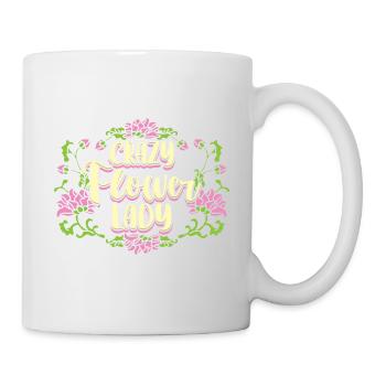 Verrückte Blumenfrau - Tasse - Weiß - Rechts
