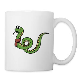 Snake Green with Scarf - Animal Gift Idea - Mug - white - Right