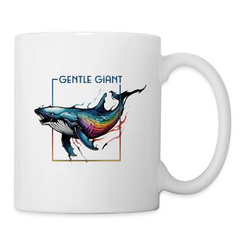 Strahlender Regenbogenwal - Der sanfte Riese - Tasse - Weiß - Rechts