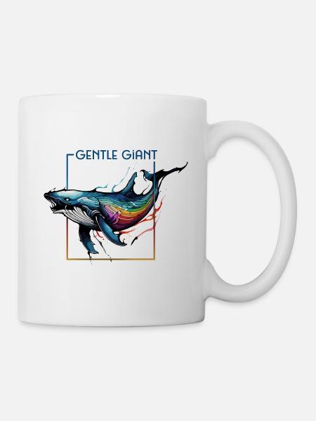 Strahlender Regenbogenwal - Der sanfte Riese - Tasse - Weiß