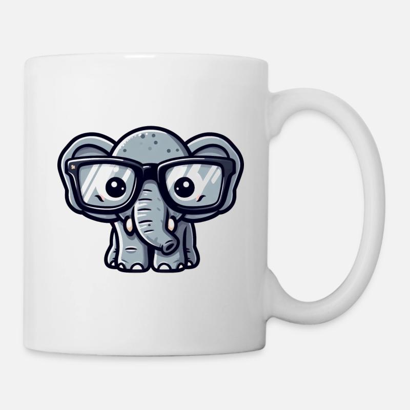 Nerd-Elefant mit Brille - Tasse - Weiß