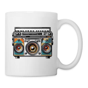 Radio / Analogique / Musique / Fréquence / Haut-parleurs - Mug blanc - blanc - Droite