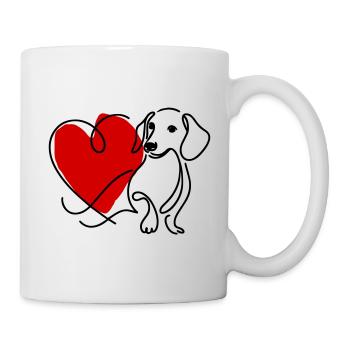 Teckel avec cœur - Mug blanc - blanc - Droite