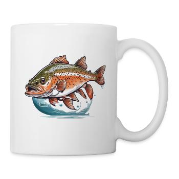 Pêche à la truite et pêche à la truite brune - Mug blanc - blanc - Droite