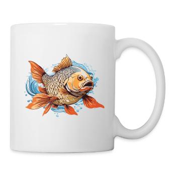 Ästhetischer Fisch Angelkunst Fischer Design - Tasse - Weiß - Rechts