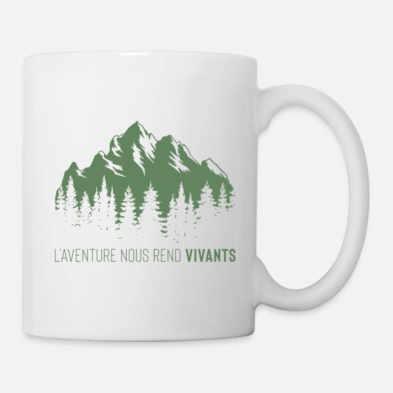 L'aventure nous rend vivants - Vert - Mug blanc - blanc