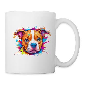 Hunde Welpen Logo Bunter Farbklecks - Tasse - Weiß - Rechts