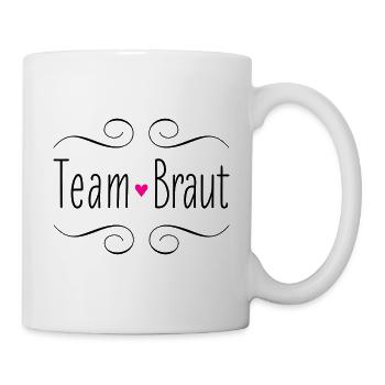 Team Braut Herz Hochzeit Heirat Party Crew JGA - Tasse - Weiß - Rechts
