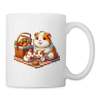 Meerschweinchen Familie Picknick im Freien - Tasse - Weiß - Rechts