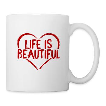 Heart Saying Quote Life is beautiful - Mug - white - Right