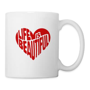 Heart Saying Quote Life is beautiful - Mug - white - Right