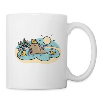 Capybara im Teich - Tasse - Weiß - Rechts