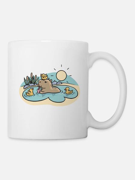 Capybara im Teich - Tasse - Weiß