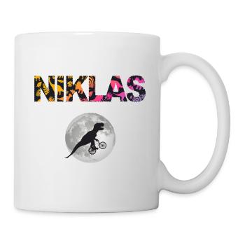 NIKLAS - Schöner Jungen Name mit Dinosaurier - Tasse - Weiß - Rechts