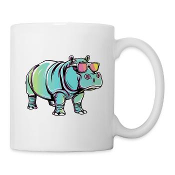 Lustiges Nilpferd mit Sonnenbrille für einen - Tasse - Weiß - Rechts
