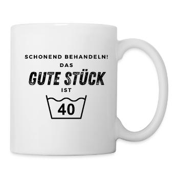 Schonend behandeln! 40. Geburtstag - Tasse - Weiß - Rechts