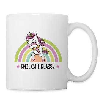 Einschulung Schulkind Erste Klasse Schule Einhorn - Tasse - Weiß - Rechts
