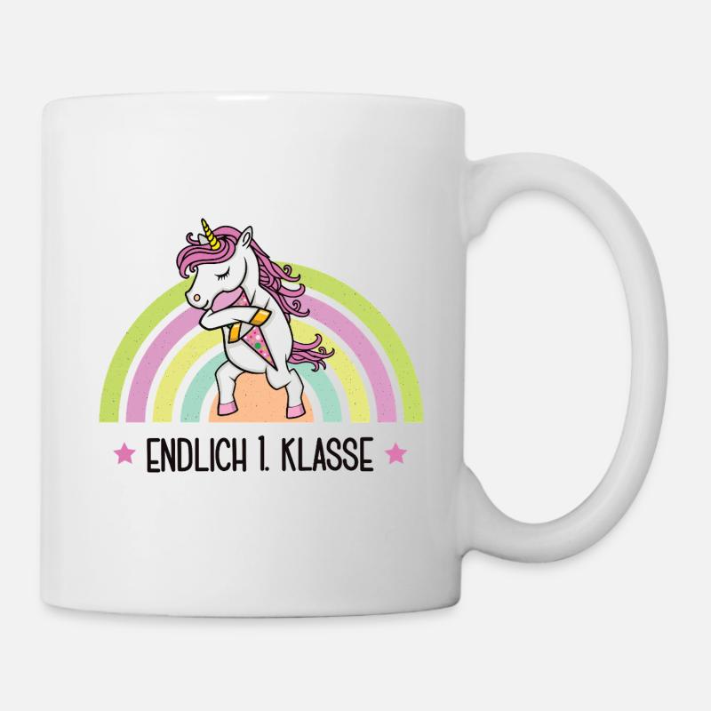 Einschulung Schulkind Erste Klasse Schule Einhorn - Tasse - Weiß