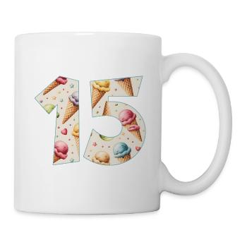 CRÈME GLACÉE NUMÉRO 15 ANS CRÈME GLACÉE 15E ANNIVERSAIRE - Mug blanc - blanc - Droite