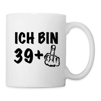ich bin 39+ zum 40. Geburtstag Geschenk Tee Shirt - Tasse - Weiß - Rechts