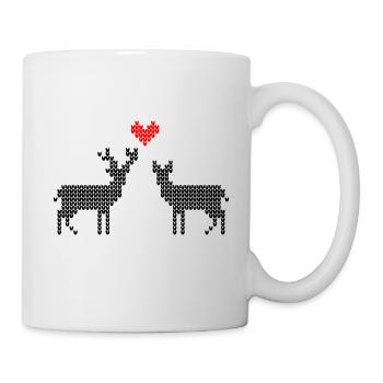 Hirsch und Reh verliebt Trachten Partner Shirt - Tasse - Weiß - Rechts
