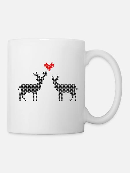 Hirsch und Reh verliebt Trachten Partner Shirt - Tasse - Weiß