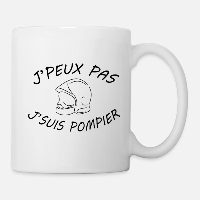 j peux pas j suis pompier - Mug blanc - blanc