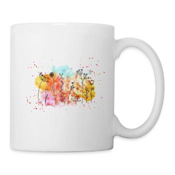 Blumen-Wiese Wasserfarben | Frühling & Sommer - Tasse - Weiß - Rechts