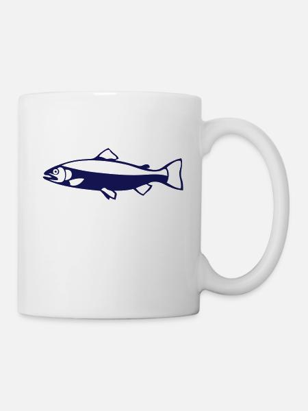 Forellenfischfischen Silhouette - Tasse - Weiß