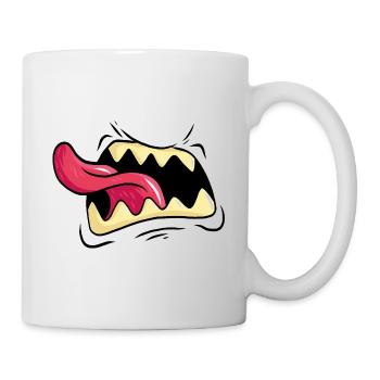 Schrei Monster Mund Zähne Zunge - Tasse - Weiß - Rechts