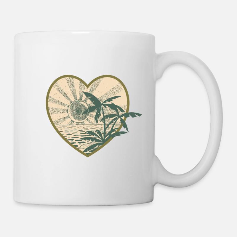 Coucher de soleil et palmiers (vert) - Mug blanc - blanc