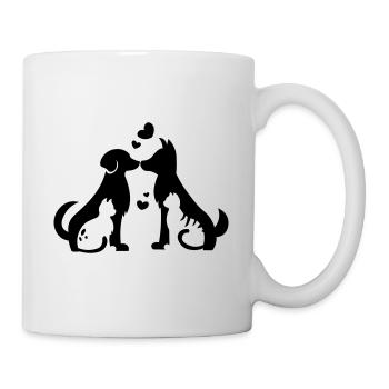 Chiens Chats Amour - Coeur pour les animaux - Idée cadeau - Mug blanc - blanc - Droite